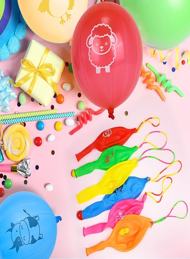 HSLCGF 36 Pcs Farm Animals Punch Balloons with Rubber Band Handle Heavy Duty Farm Animals Themed for Kids Party Favors - Image 5